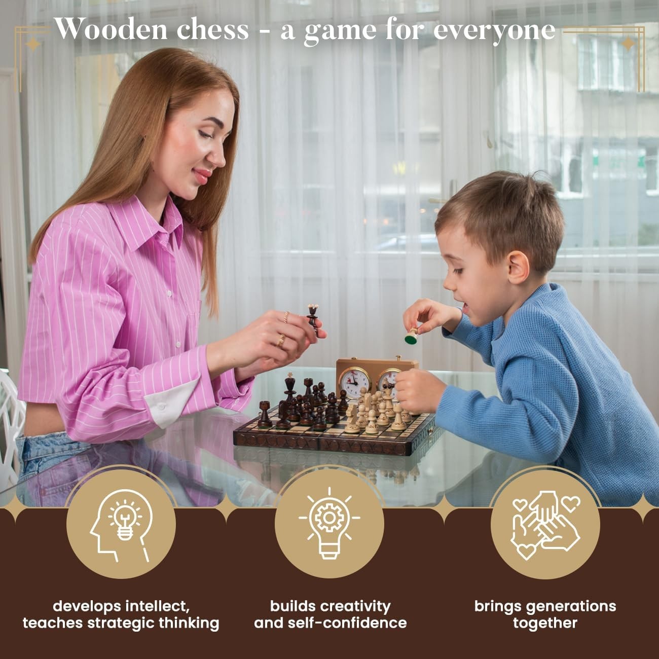 Handcrafted 30cm Wooden Chess Set | Portable Foldable Board | Classic Travel Gam