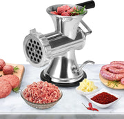 Manual Meat Grinder Sausage Stuffer Aluminium Hand Mincer Silver