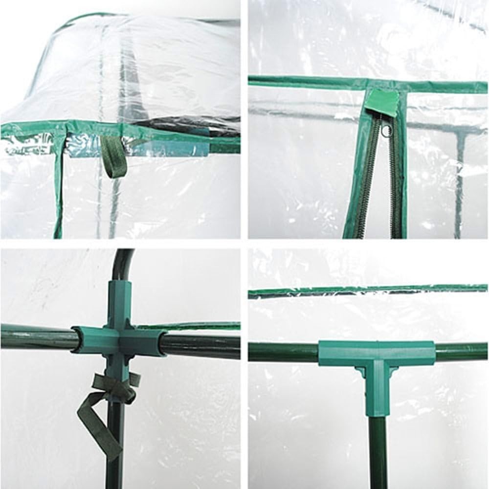 4x8 Walk-In Greenhouse Clear PVC Cover Steel Frame Roll-Up Door Plant Shelter