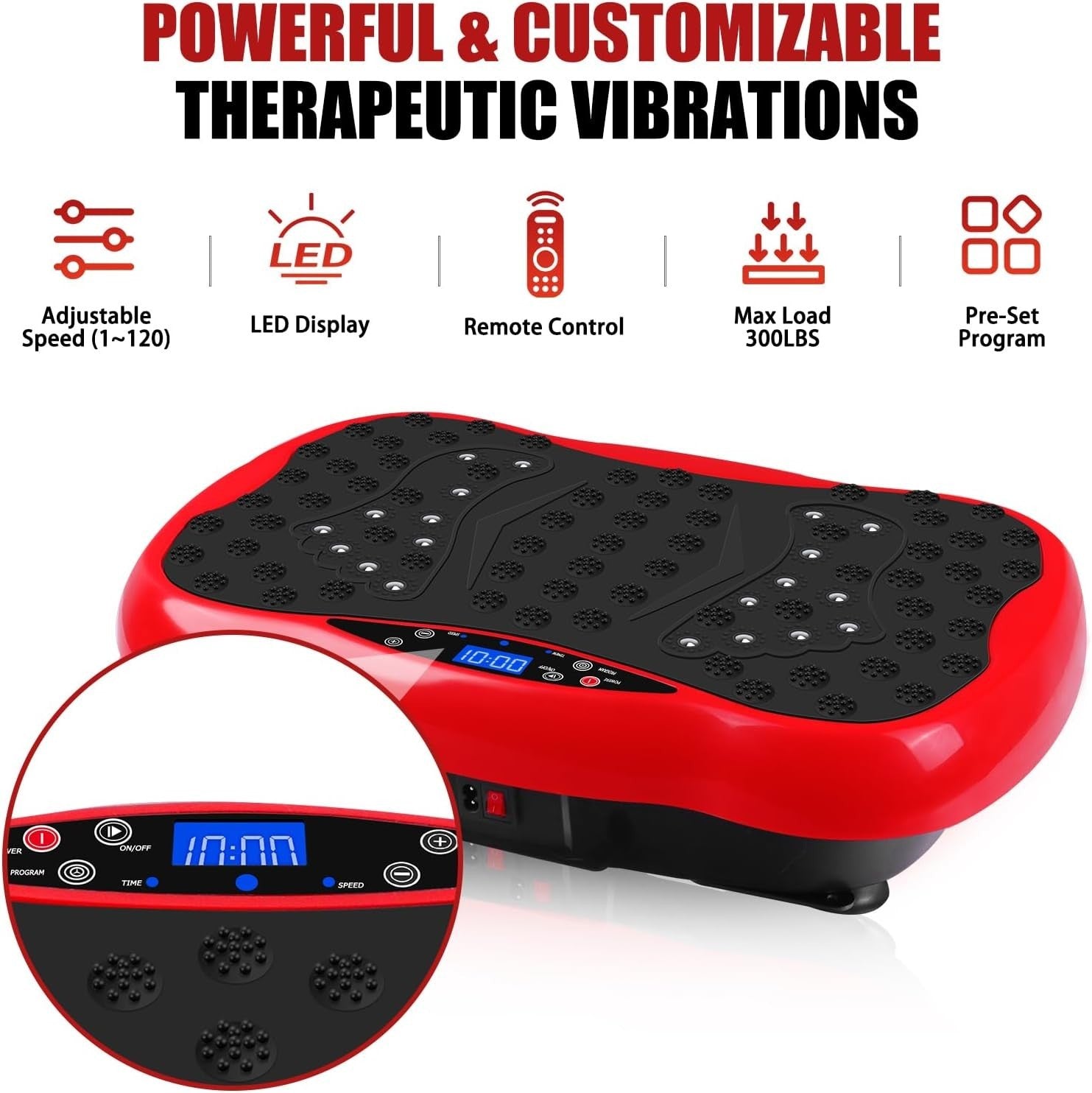 Red Vibration Plate Exercise Machine Weight Loss Lymphatic Drainage 120 Speeds