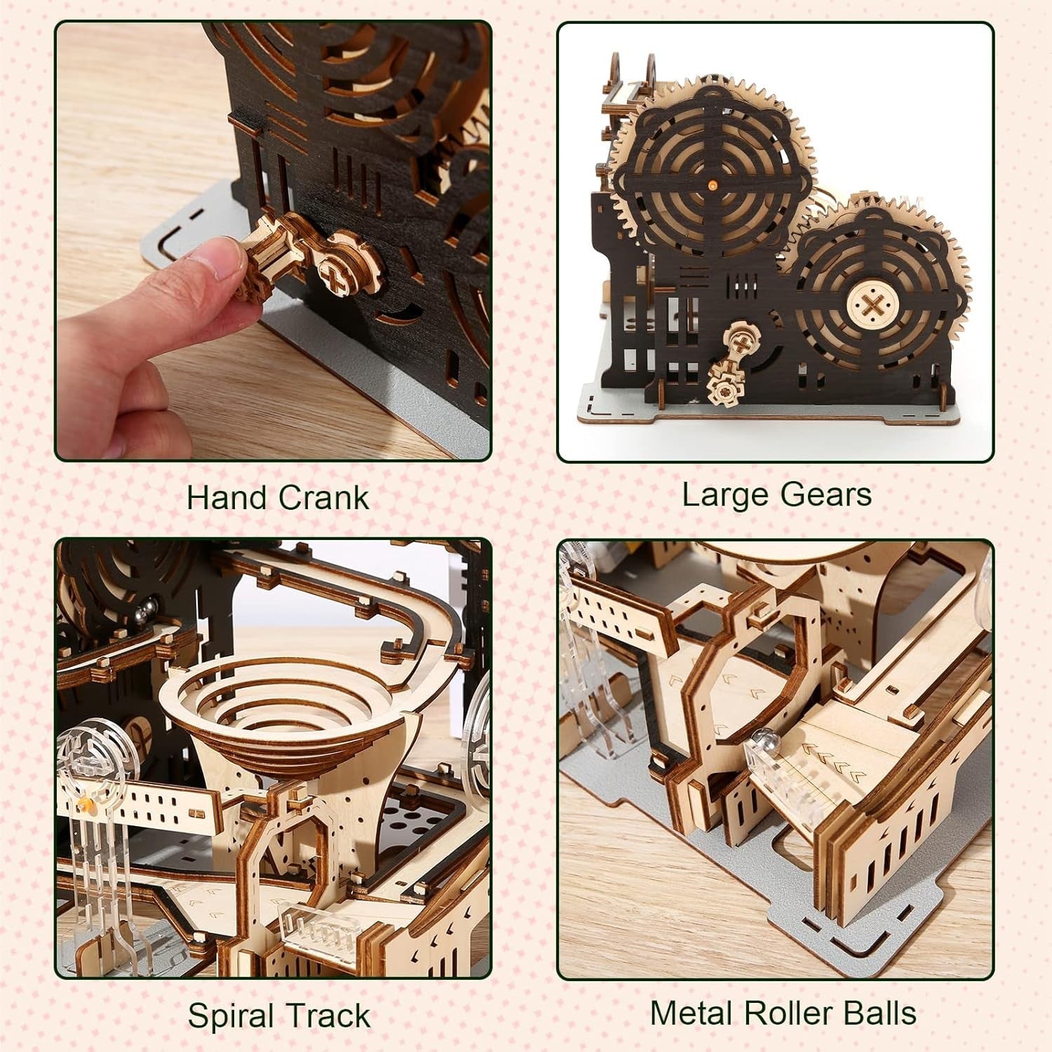 3D Wooden Marble Maze Puzzle Toy – Mechanical DIY Model with 196 PCS