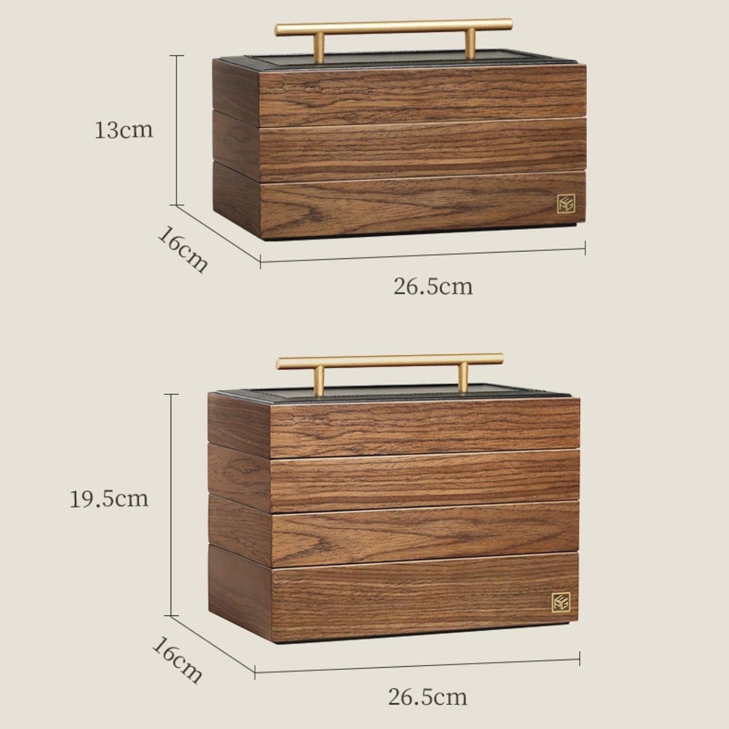 Walnut Wooden Jewelry Box 4 Tier Stackable Organizer Case for Rings Necklaces