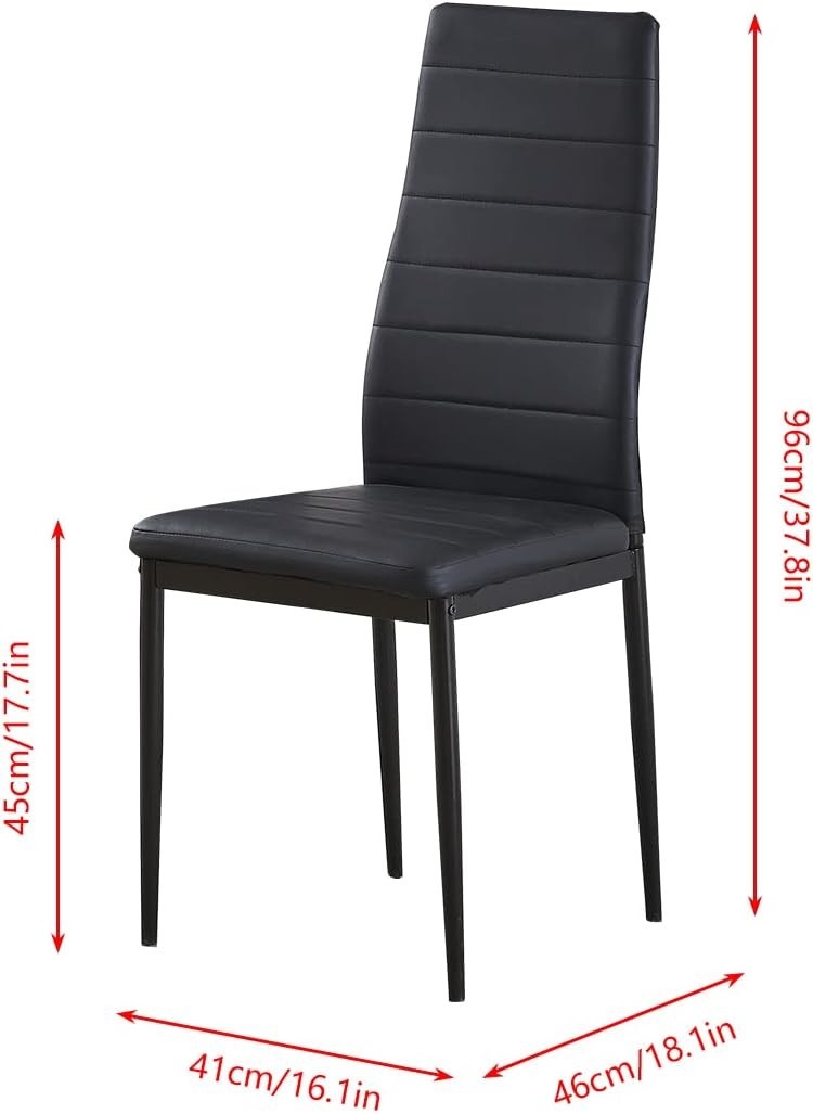 Grey Wood Dining Table & 4 Black Leather Chairs Space-Saving Set