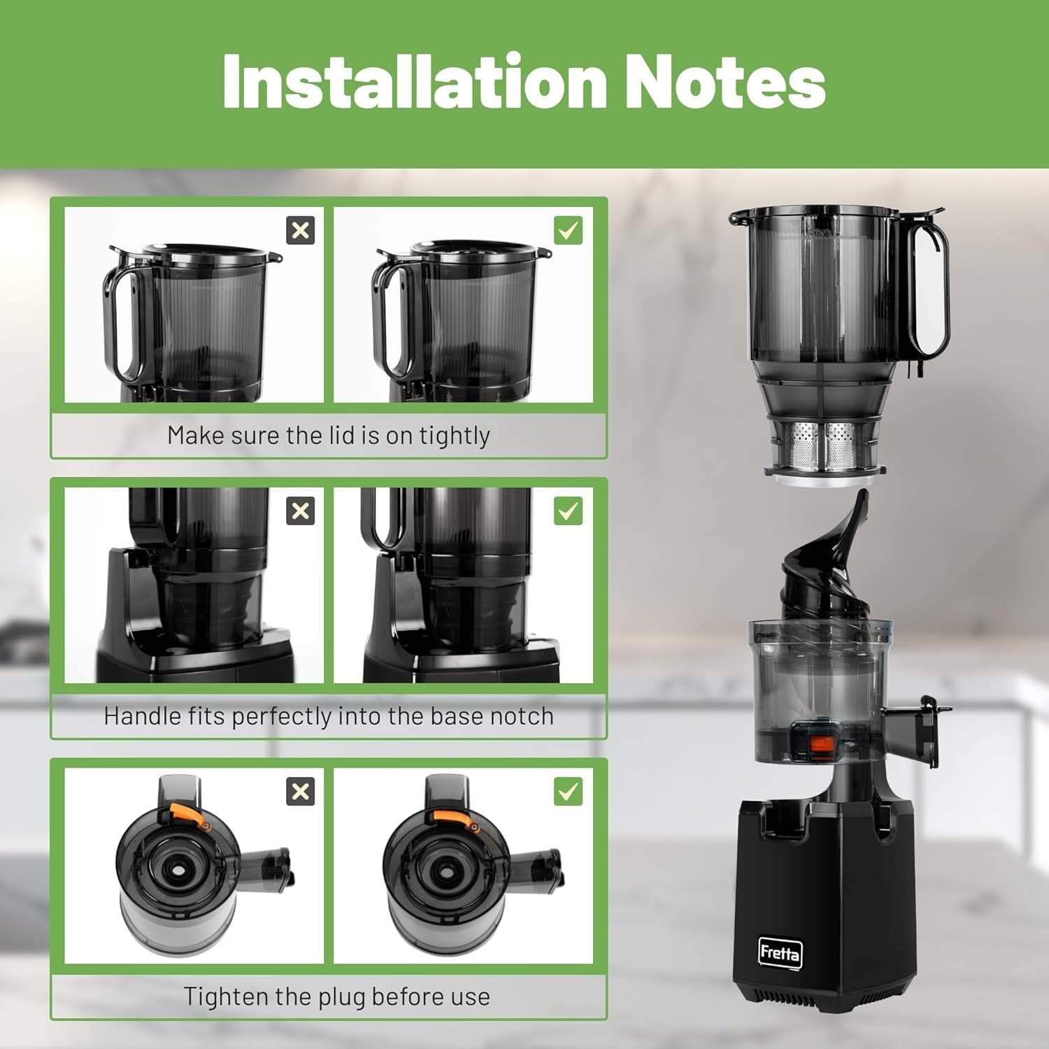 Cold Press Juicer 135mm Feed Chute Whole Fruit Slow Masticating 250W