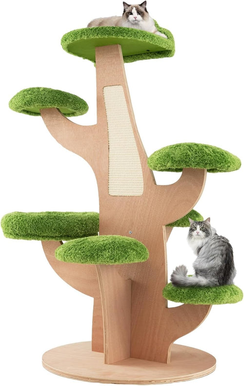 Multi Level Cat Tree Wooden Climbing Tower with Perches Scratching Board