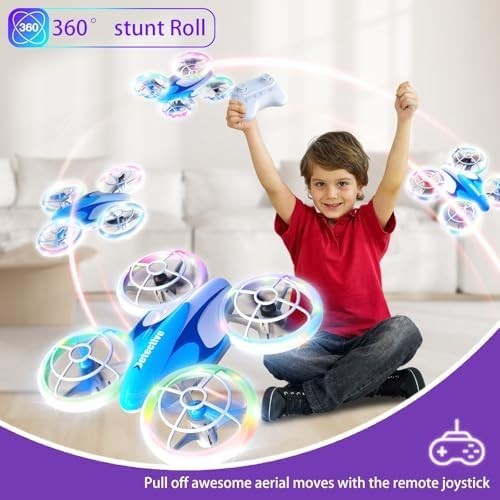 Mini RC Drone for Kids 360° Flip LED Lights Altitude Hold Headless Mode Blue