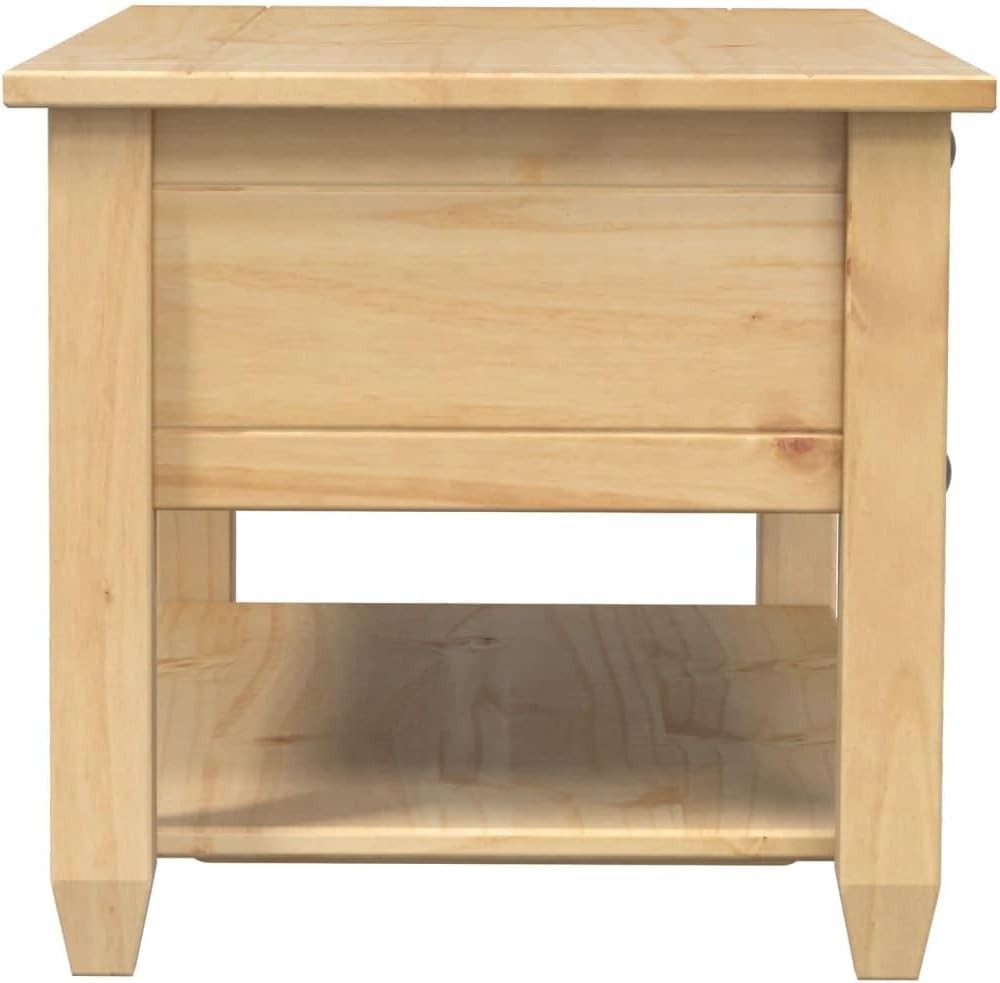Solid Pine Coffee Table with Storage Drawers & Shelf | Rustic Wood 100x48x45cm