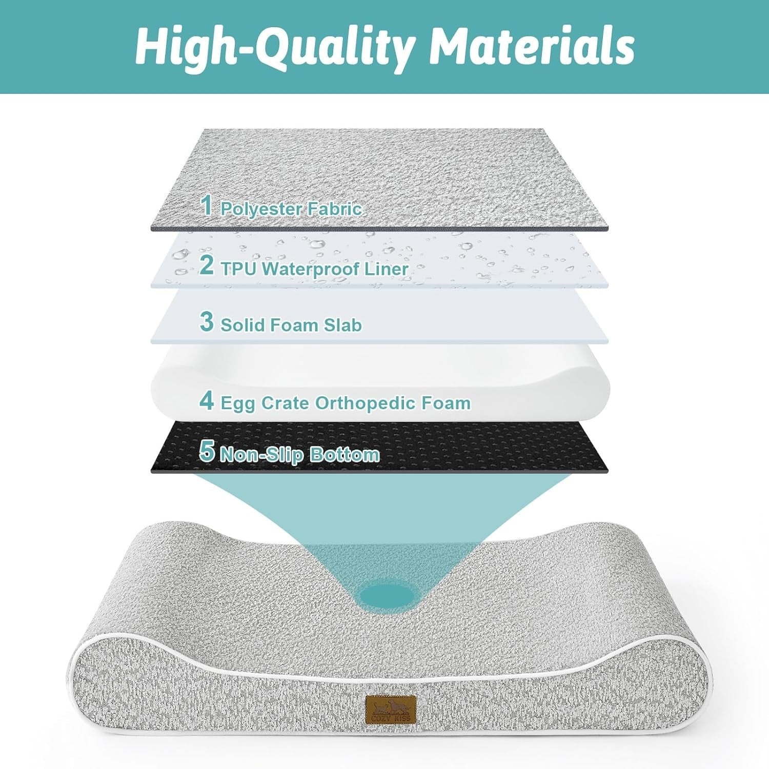 Large Orthopedic Dog Bed 114x76cm Memory Foam Washable