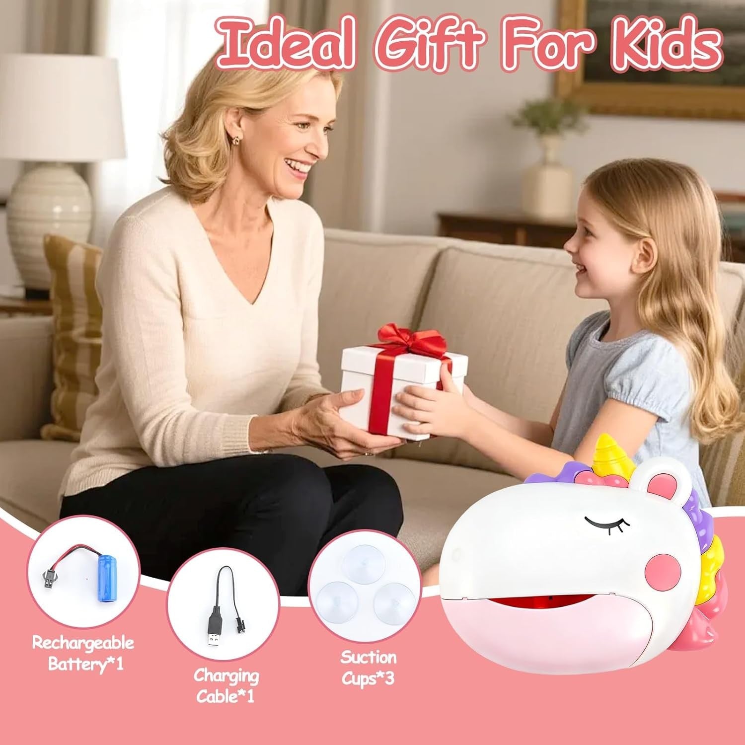 Unicorn Bath Bubble Toy Rechargeable Music Suction
