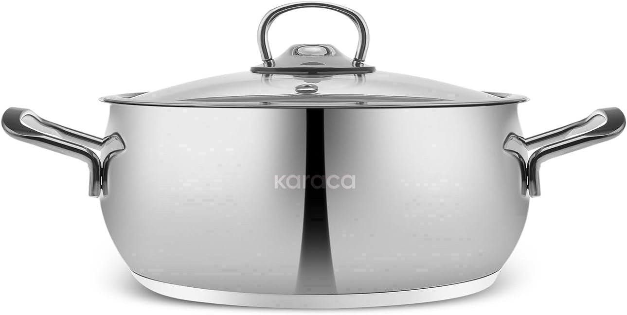 13pc Stainless Steel Induction Cookware Set with Glass Lids & Storage Containers