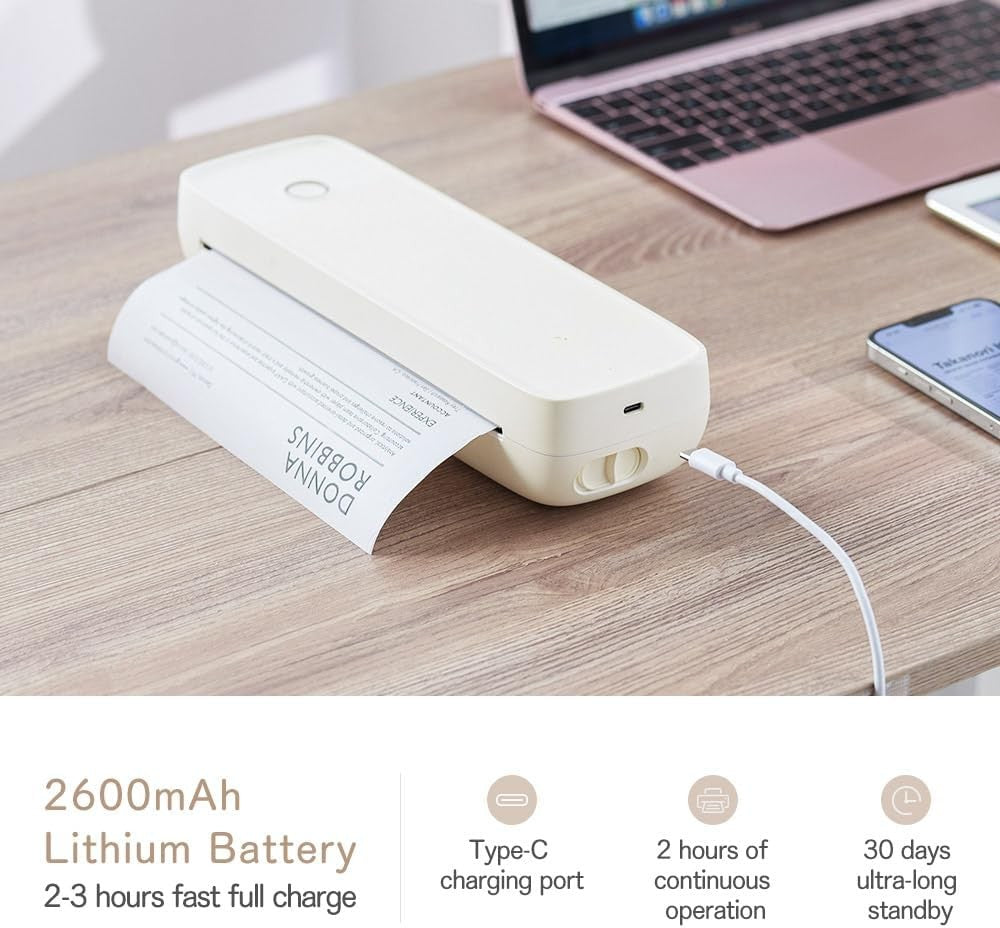 A4 Portable Thermal Printer 203DPI Bluetooth Inkless