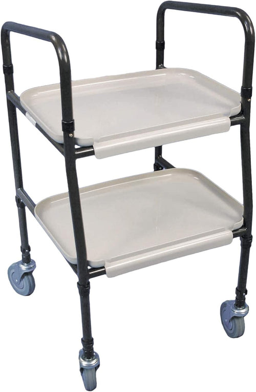 Height Adjustable Serving Trolley with Removable Trays Mobility Aid Cart