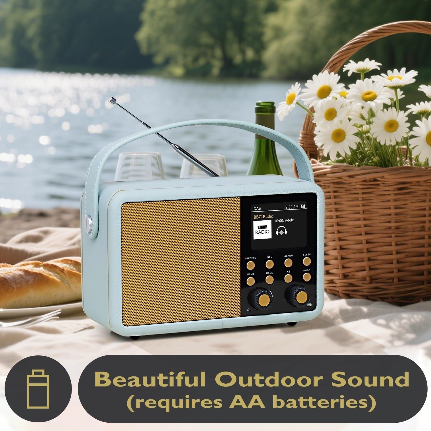 Premium DAB+ Digital Radio Bluetooth Alarm Clock 60 Presets Blue