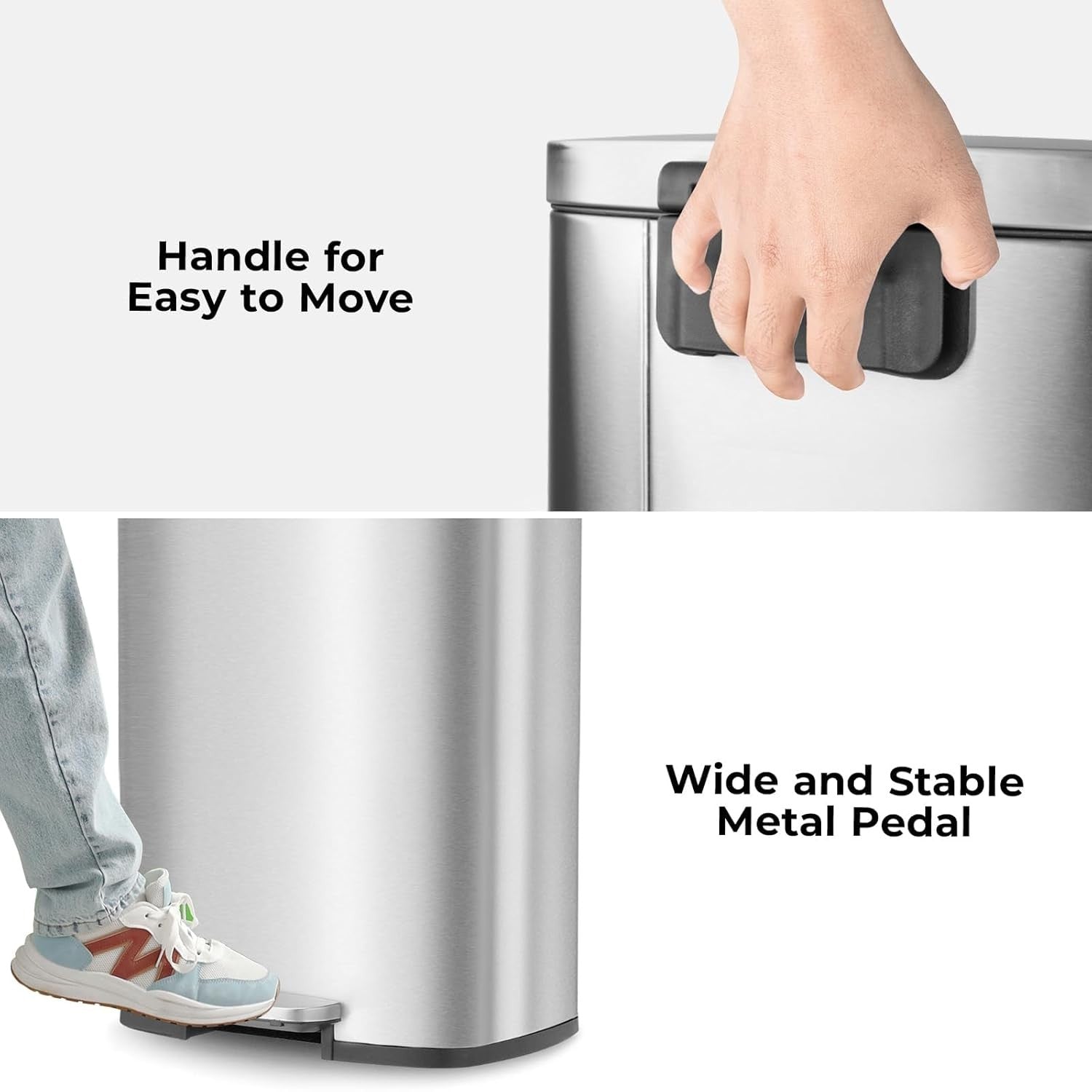 50L Stainless Steel Pedal Bin Soft Close Kitchen Waste Silver