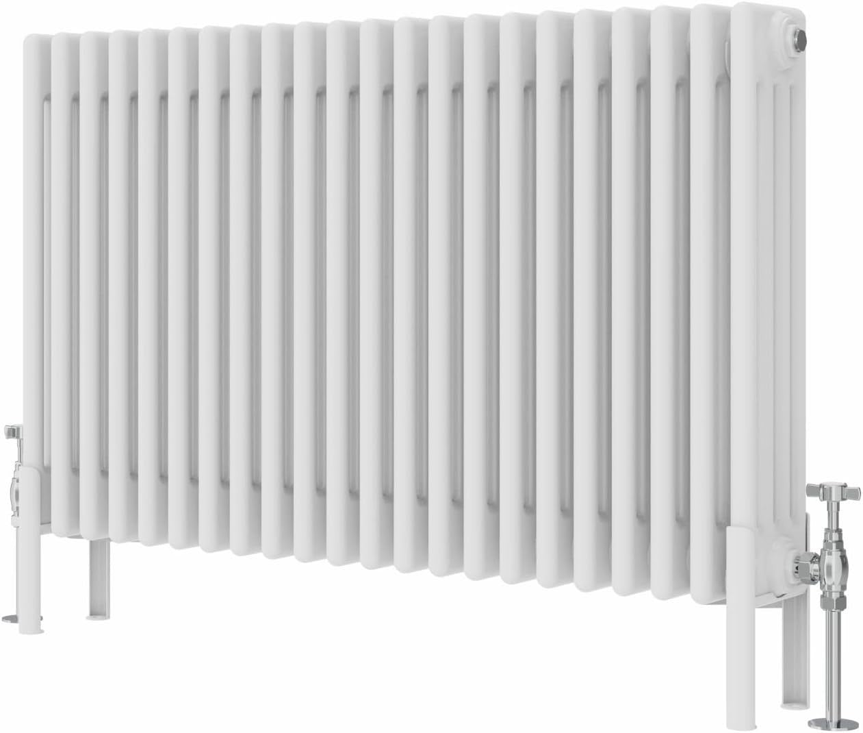 4 Column Horizontal Radiator 600x1010mm White Cast Iron Style