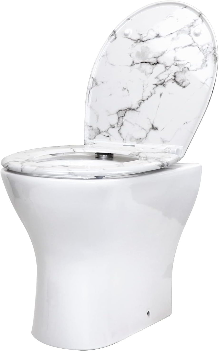 Soft Close Toilet Seat White Marble Quick Release Top Fixing Duroplast 45x37cm