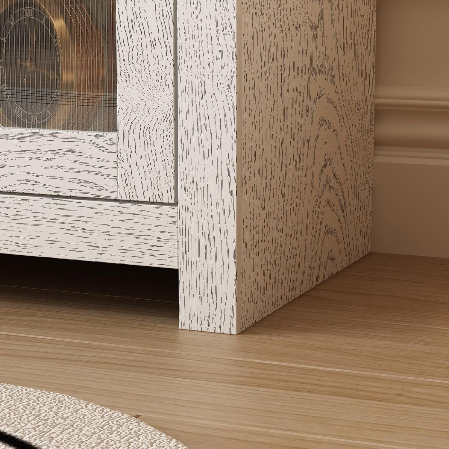 Modern White Sideboard Buffet Cabinet 4 Door Glass Storage Unit 180cm
