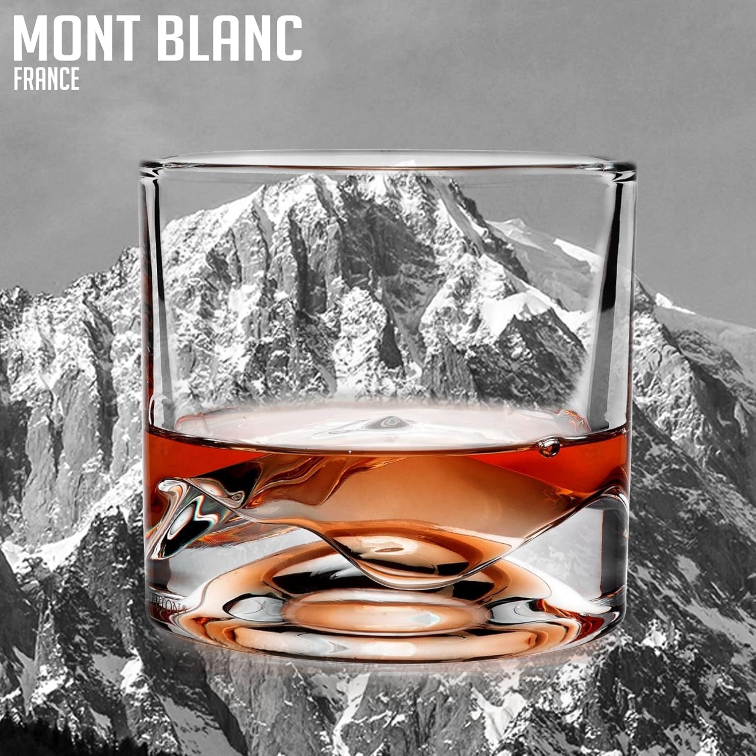 Mont Blanc Mountain Whiskey Glasses Set of 2 – 280ml Freeze-Chill Crystal Tumble