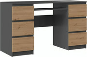 Large 6 Drawer Anthracite Artisan Office Desk w/Keyboard Shelf & Storage