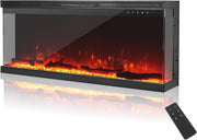40" 3-Sided Electric Fireplace Wall Mount Freestanding 9-Color Flame Heater