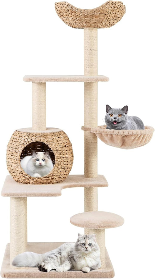 150cm Cat Tree Tower Condo Hammock Sisal Scratching Posts Woven Perch