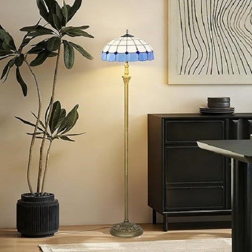 Tiffany Style Floor Lamp Stained Glass Vintage Standing Light 152cm Tall