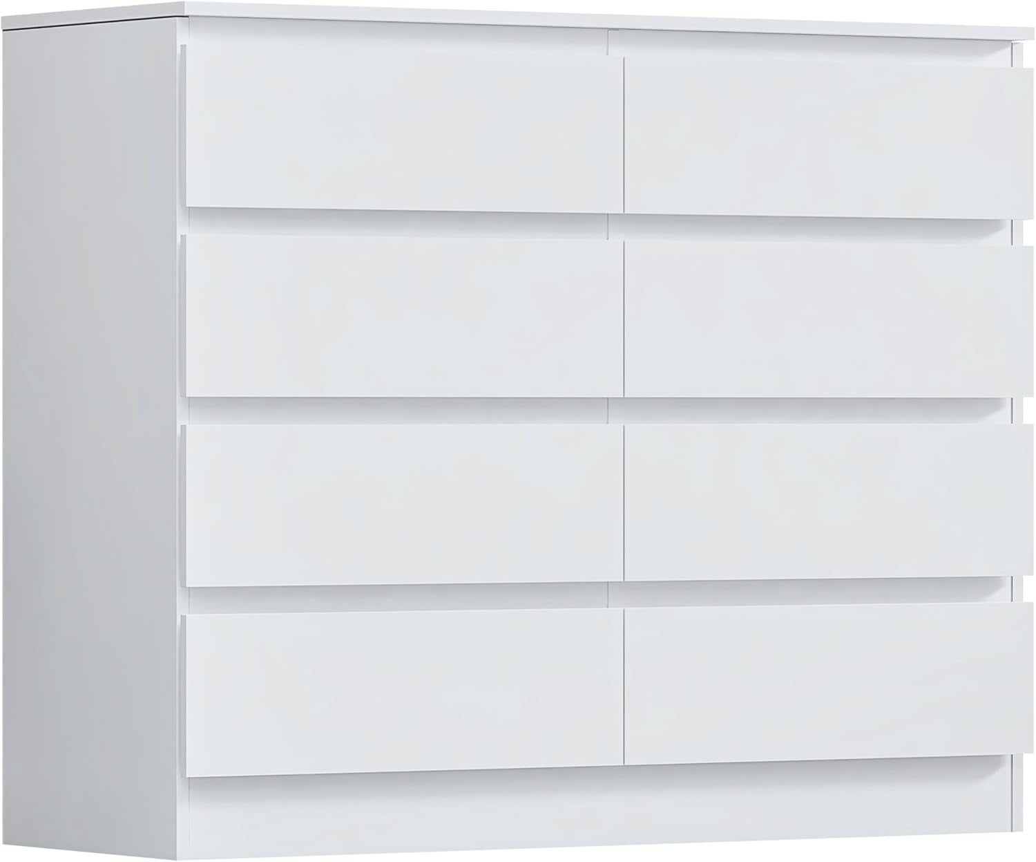 8 Drawer Chest Bedroom Storage Unit White Modern Deep Drawers Wood