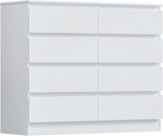 8 Drawer Chest Bedroom Storage Unit White Modern Deep Drawers Wood