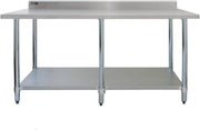 7FT Stainless Steel Kitchen Prep Table 250kg Catering Bench Shelf Backsplash
