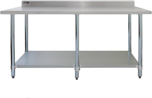 7FT Stainless Steel Kitchen Prep Table 250kg Catering Bench Shelf Backsplash