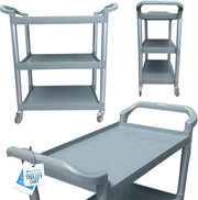 3 Tier Serving Trolley on Wheels Plastic Storage Cart Kitchen Utility