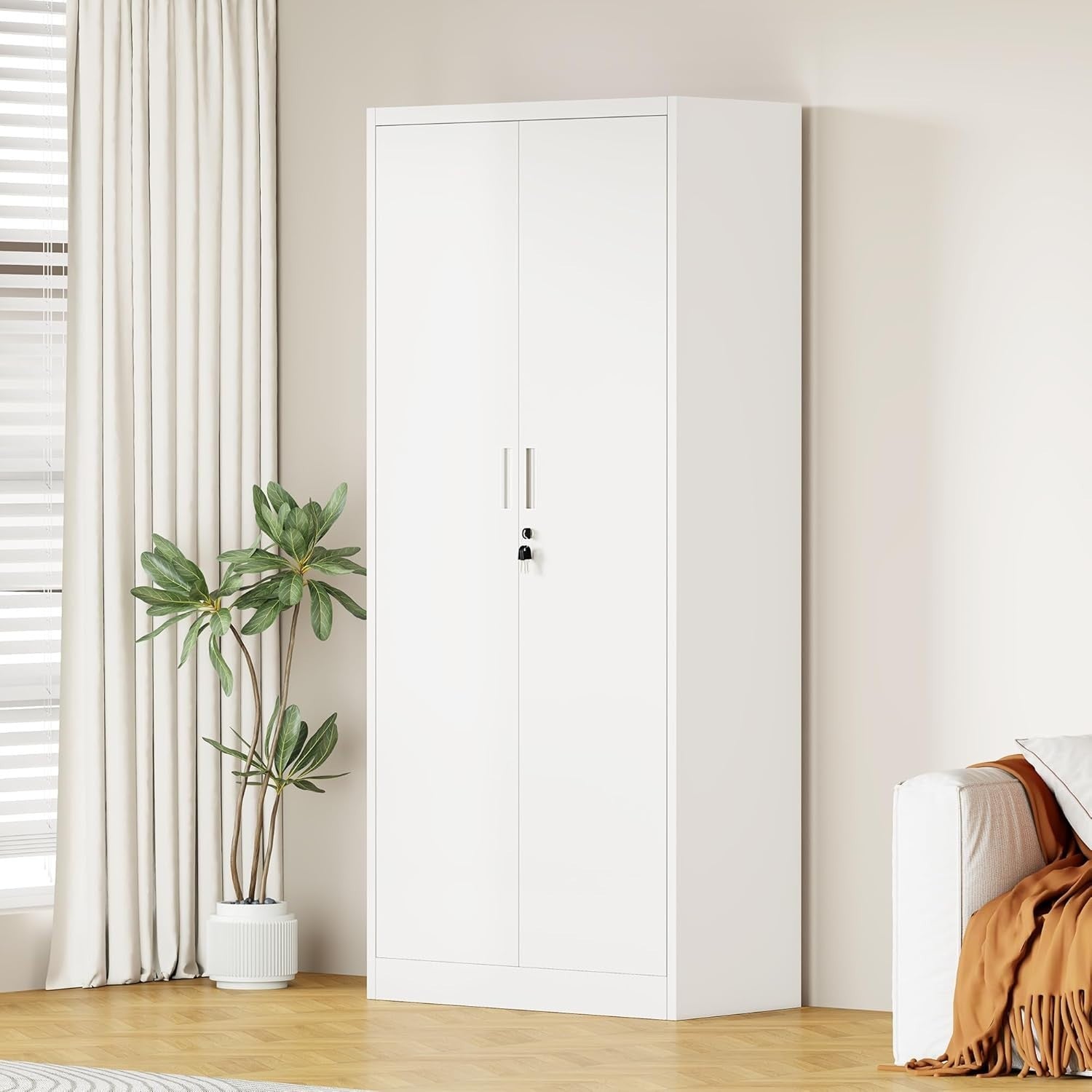 Locking Steel Storage Cabinet 180H 5 Shelves Garage Office Cupboard Metal