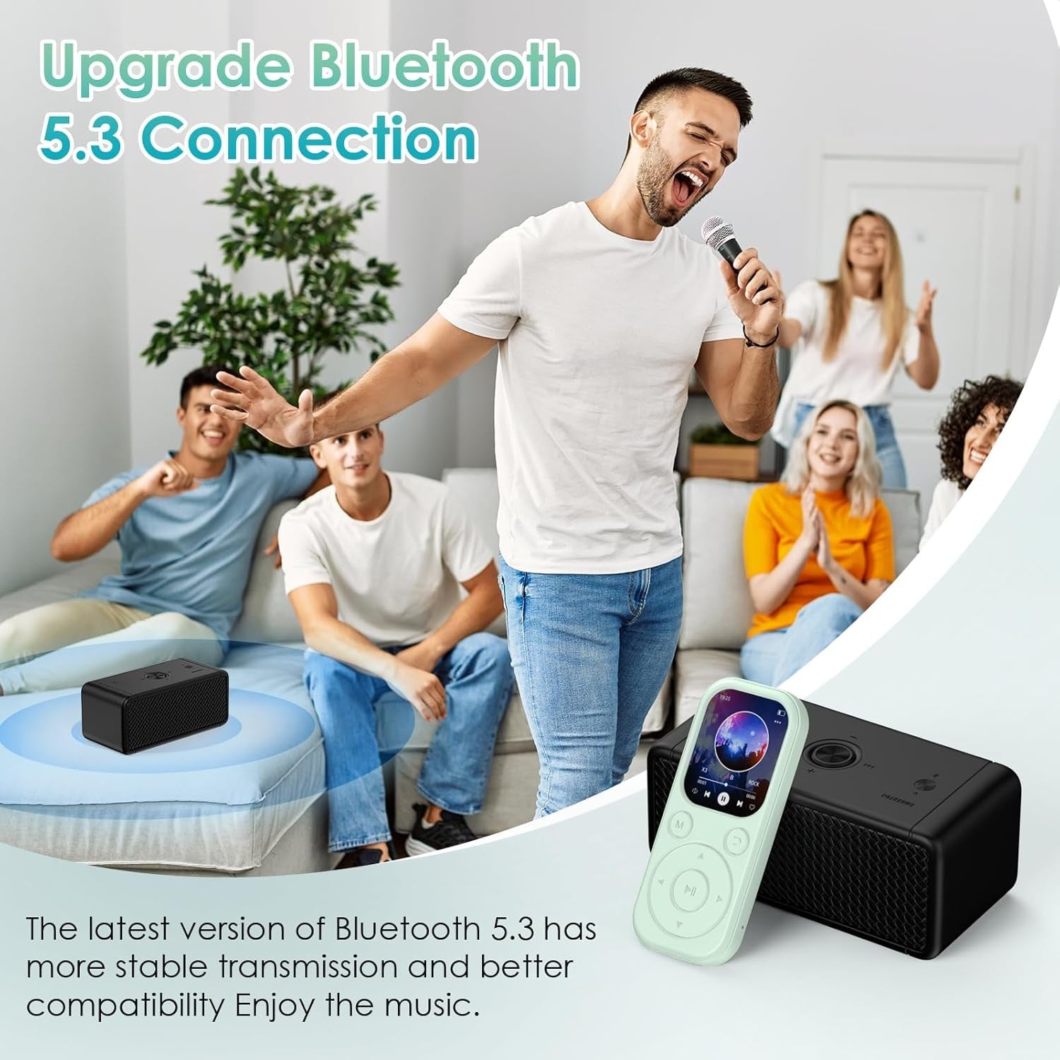 64GB Bluetooth 5.3 MP3 Player Green HiFi FM Radio 300mAh