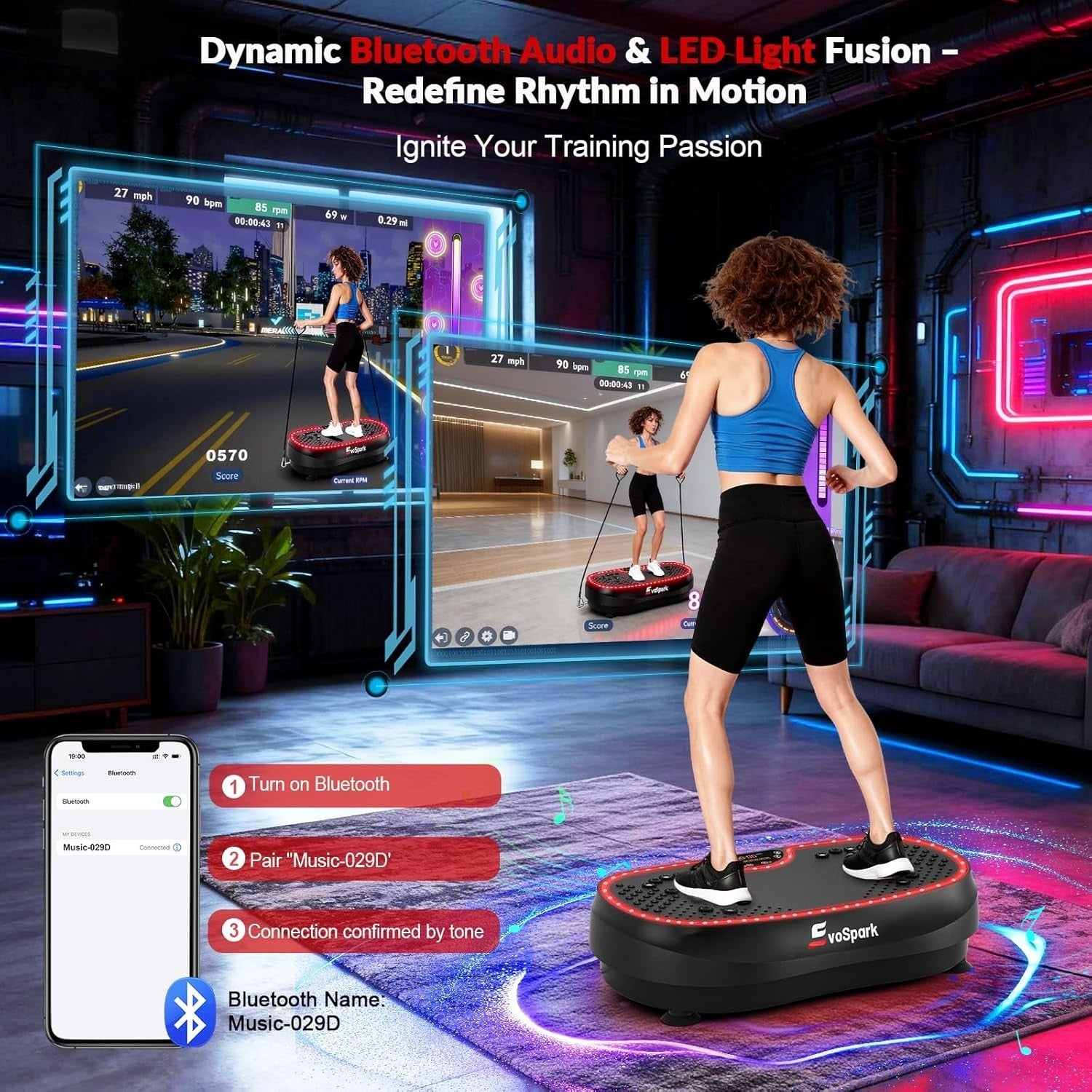 2D 3D Vibration Plate Exercise Machine Dual Motor 199 Speeds 500LB