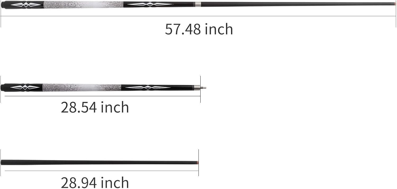 3 Pack 58in Pool Cues Fiberglass Graphite 19–21oz 13mm Tip Set