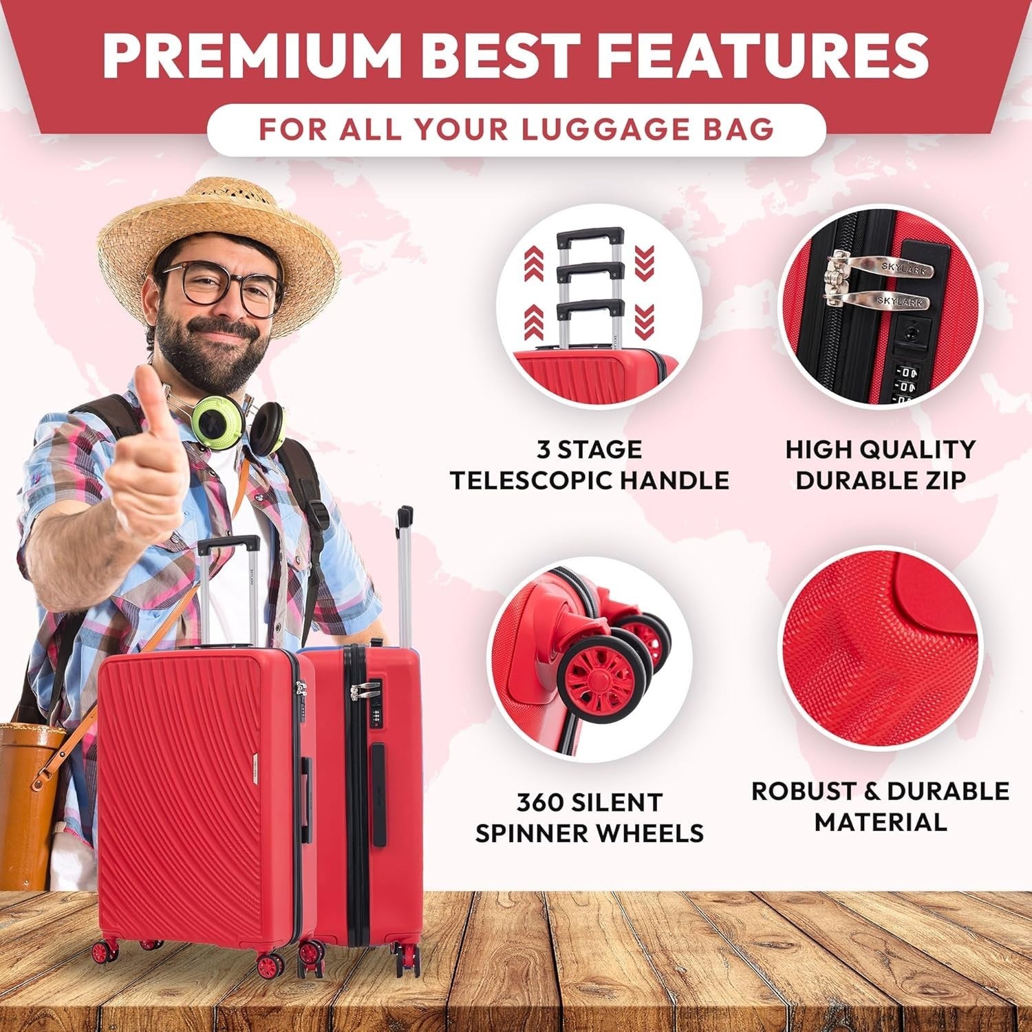 Medium Check In Suitcase 24” ABS Hard Shell Lightweight 4 Wheel Spinner