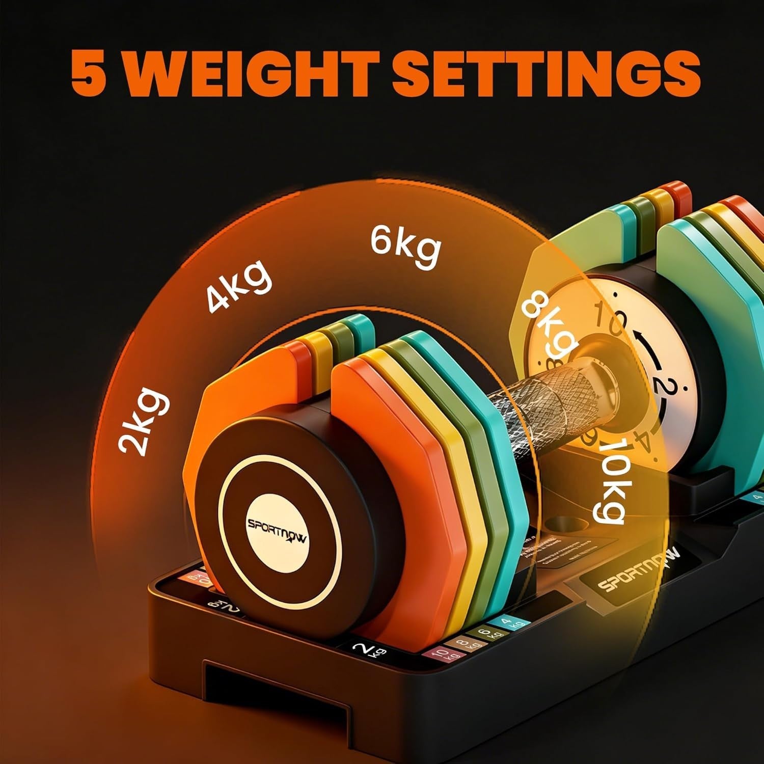 Adjustable Dumbbell Set Pair 2–10kg Quick Twist Non-Slip Space Saving