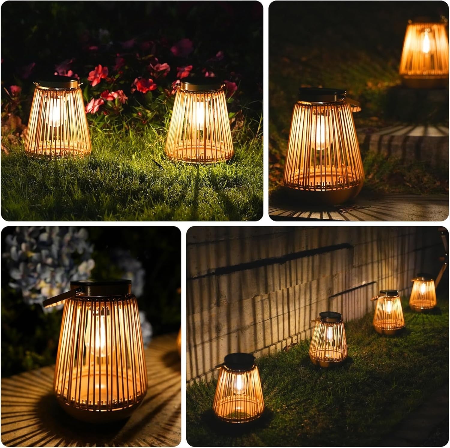 4 Pack Solar Garden Lanterns Outdoor Waterproof Metal