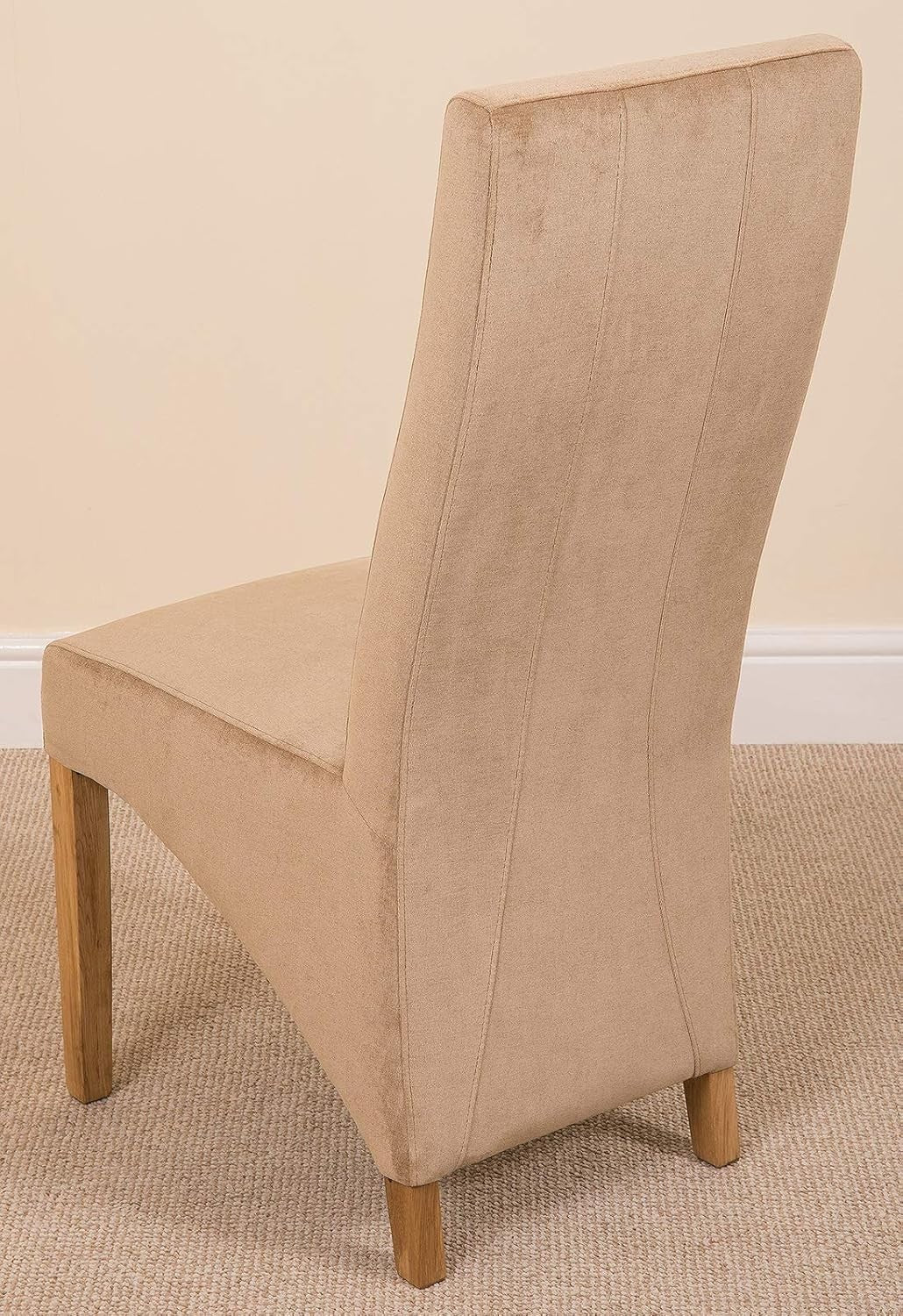 Oak Dining Table Set 4 Beige Fabric Chairs 150cm Solid Wood Modern