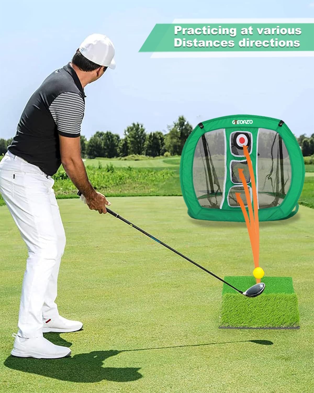 Golf Chipping Net with Hitting Mat Practice Set Indoor Outdoor Training