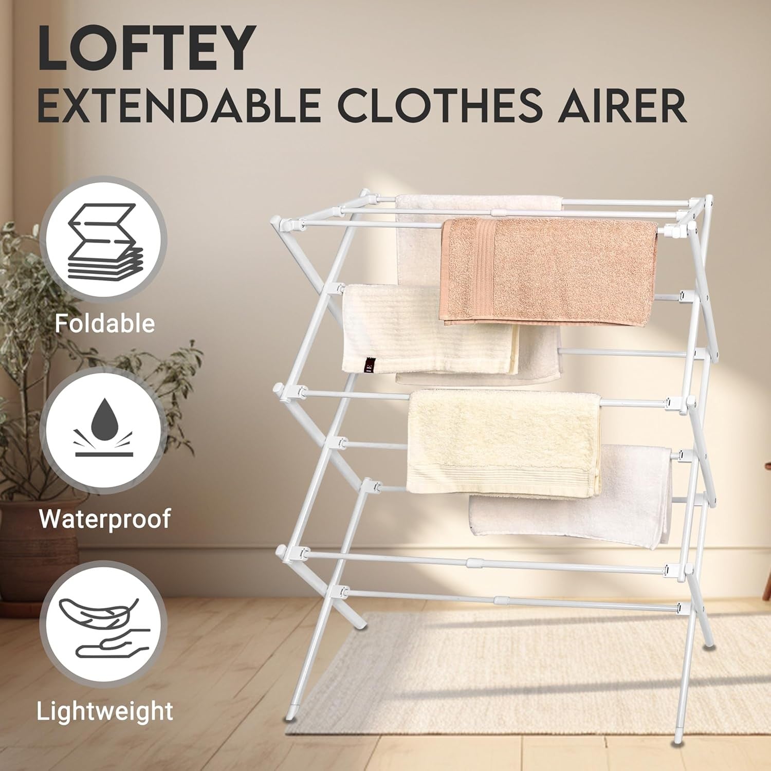 3 Tier Clothes Airer Indoor Drying Rack Foldable Space Saving Laundry Horse