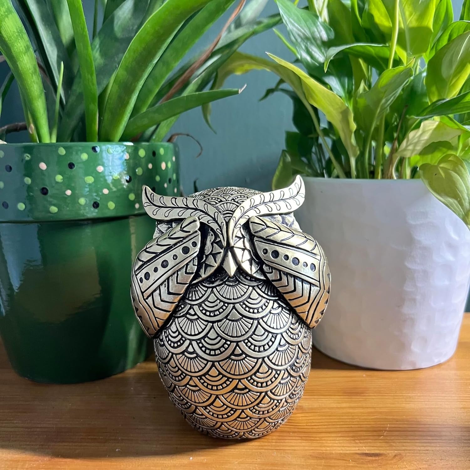 Gold Owl Ornament 13cm Polystone Figurine Elegant Home Decor Sculpture Gift