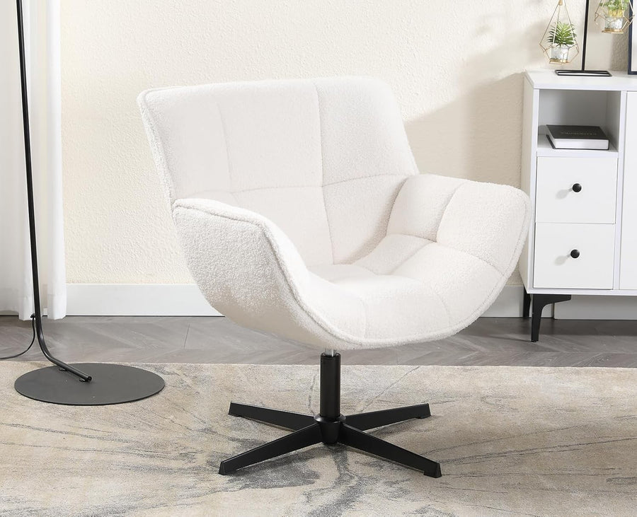 360° Swivel Faux Fur Accent Chair Tub Seat Lounge Chair for Living Bedroom