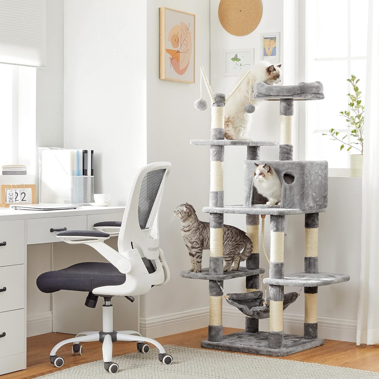Large Cat Tree Tower 154cm Scratching Posts Hammock Multi-Level
