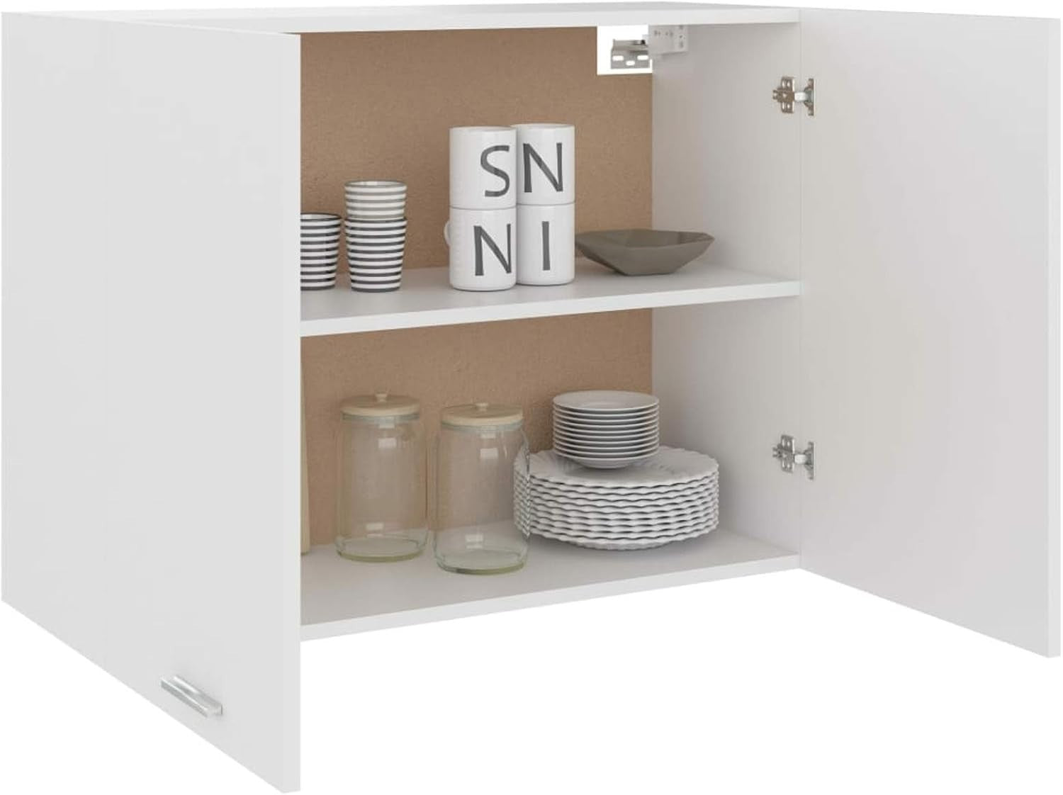 Space-Saving Wall Cabinet with 2 Doors & Shelves, Durable White Storage