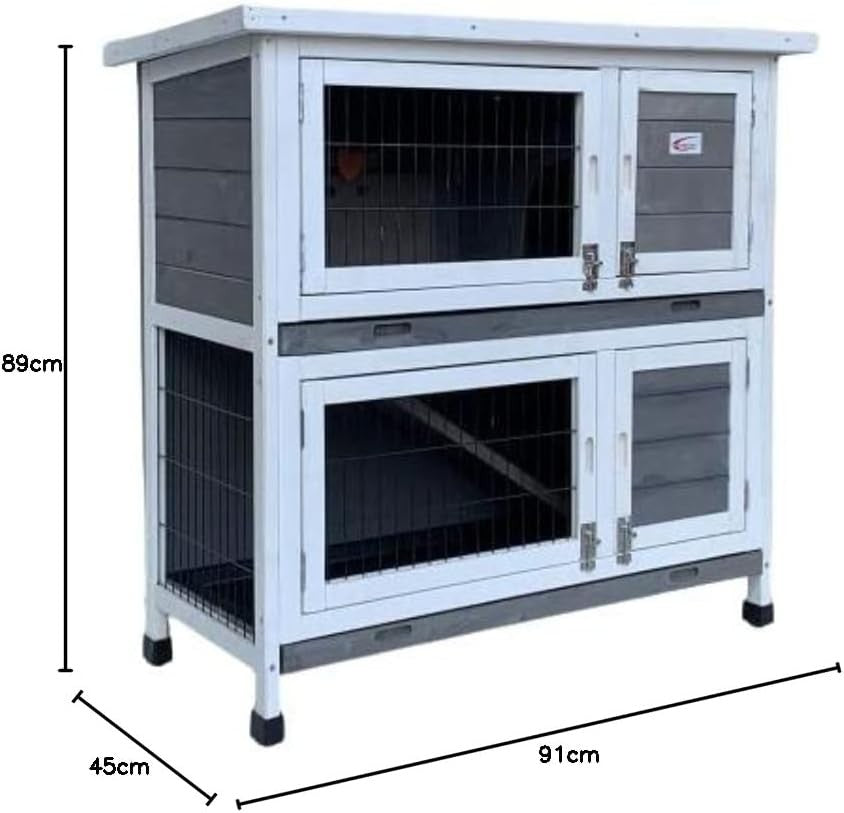 Double Decker Rabbit Hutch Outdoor Indoor Wooden Guinea Pig Cage on Legs