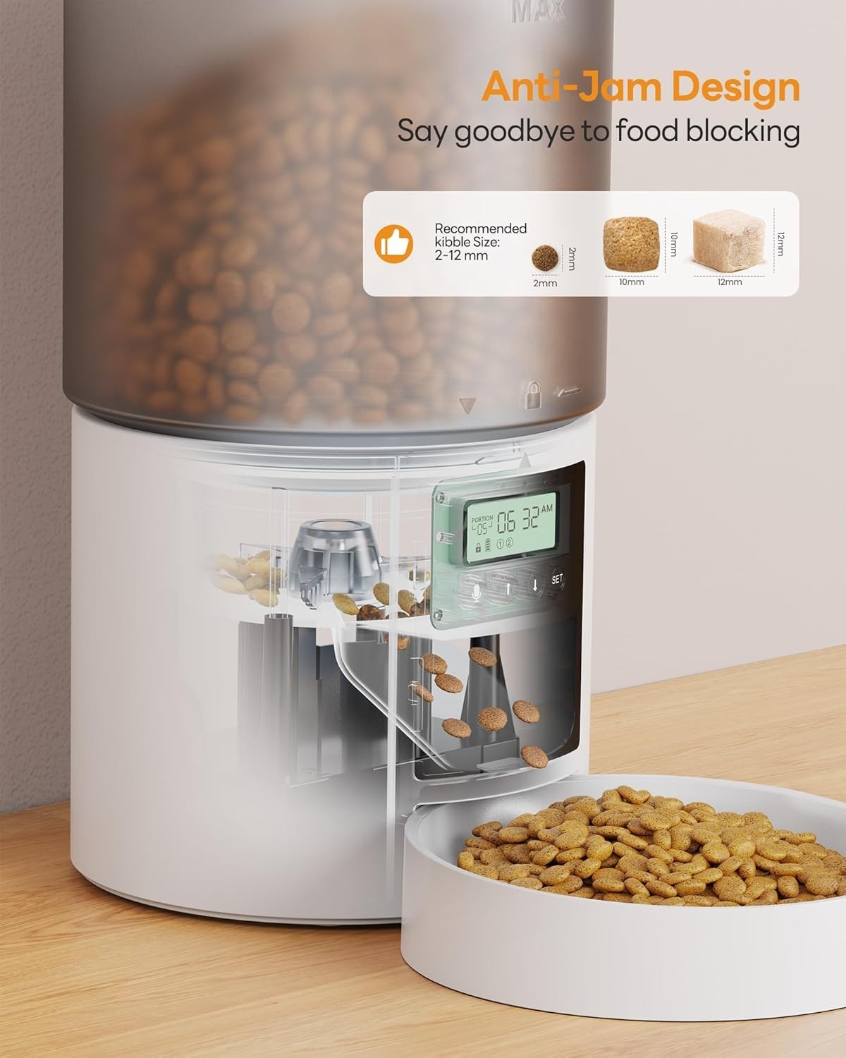 Automatic Cat Feeder 4L Timer Food Dispenser 6 Meal Voice Recorder White