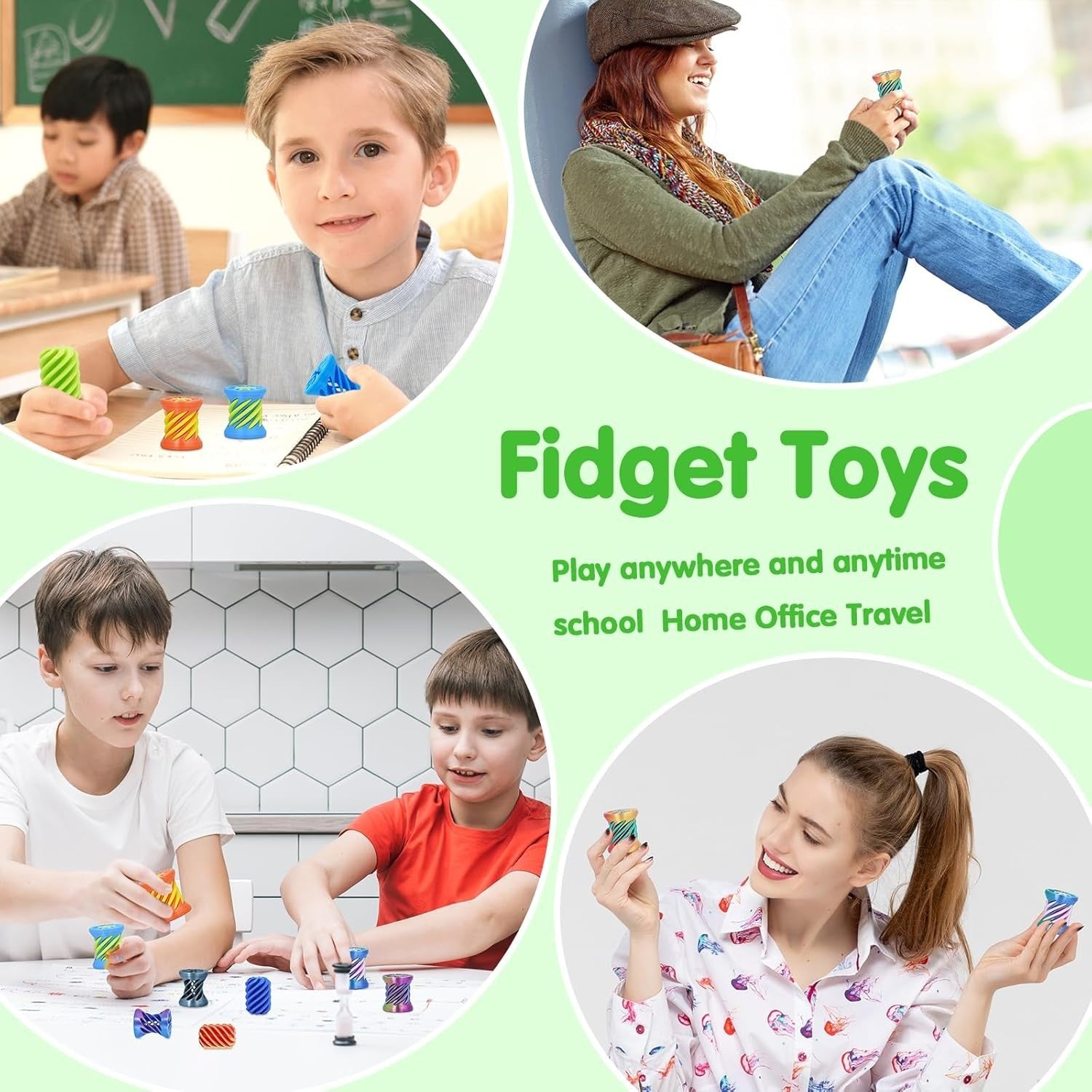 12pcs Spiral Cone Fidget Toys Optical Illusion Stress Relief Desk Set