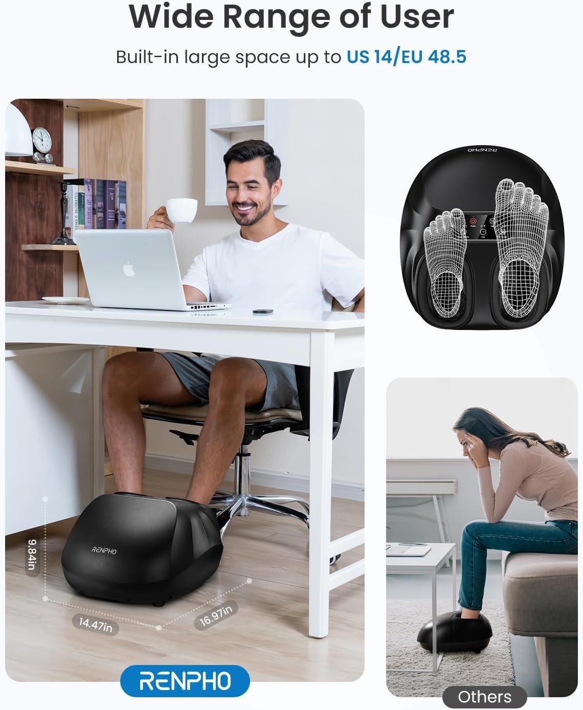 Heated Shiatsu Foot Massager Deep Kneading Wireless Remote UK 14