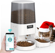 5L WiFi Automatic Cat Feeder Dual Bowl App Control Pet Food Dispenser